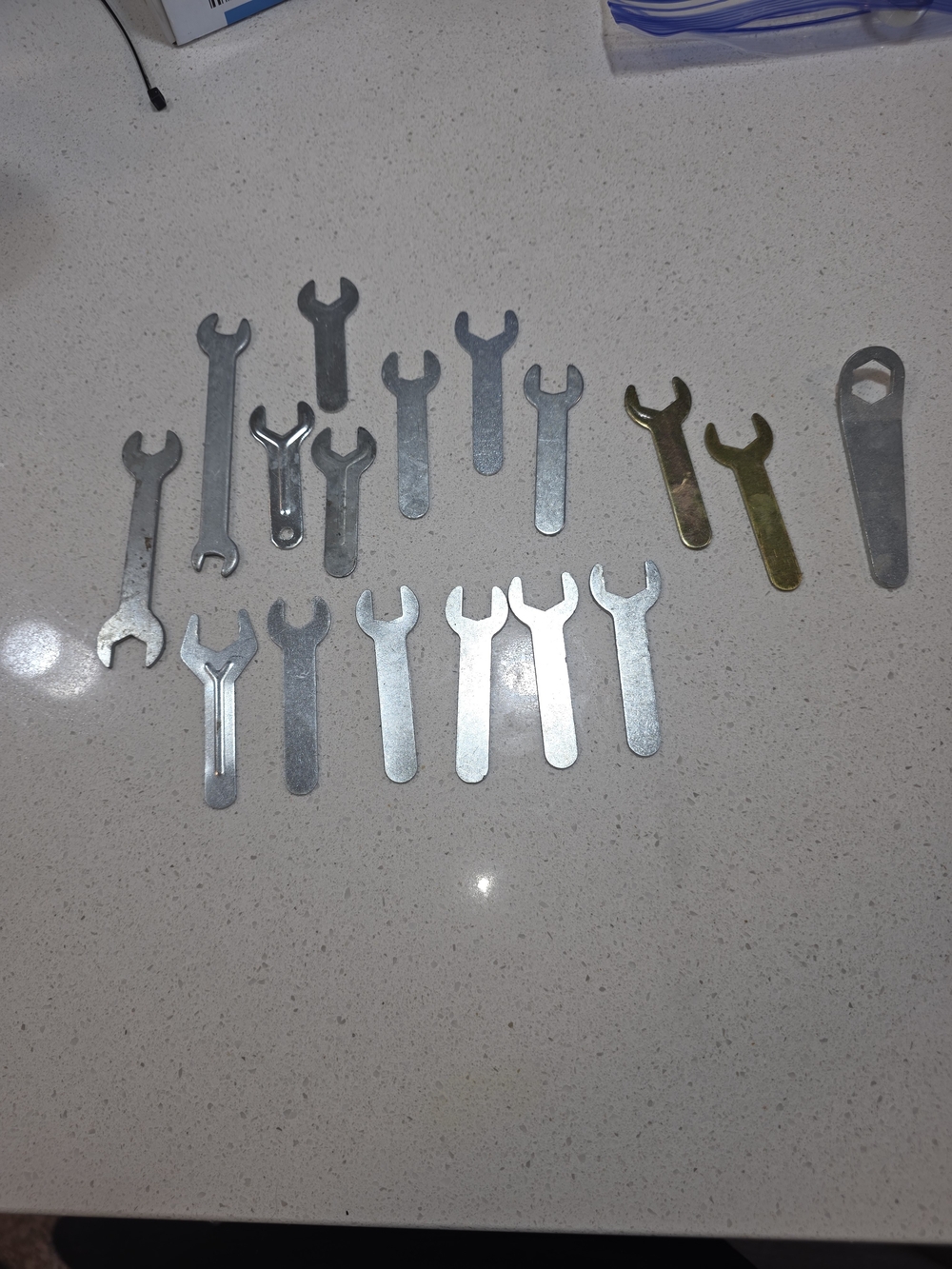 Assorted Flat Open-End Spanner Wrench Set - Silver & Gold Tones